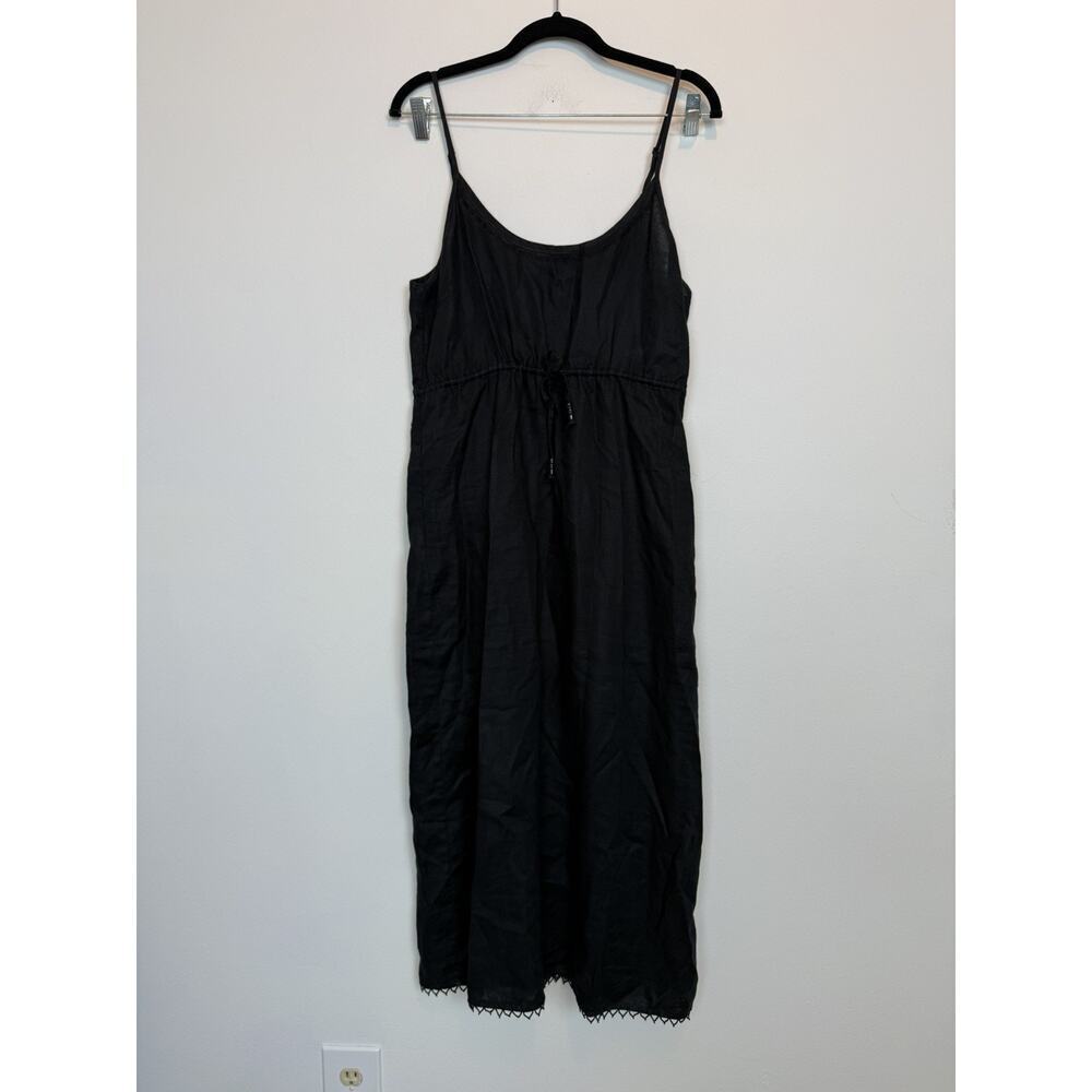 Vintage y2k The Limited 100% linen midi dress sz 12 beaded hem beachy summer